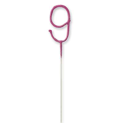 7" Birthday Glitz Pink Number 9 Sparkler