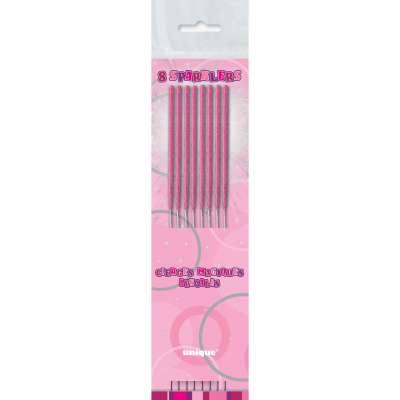 7" Birthday Pink Glitz Sparklers Pack of 8