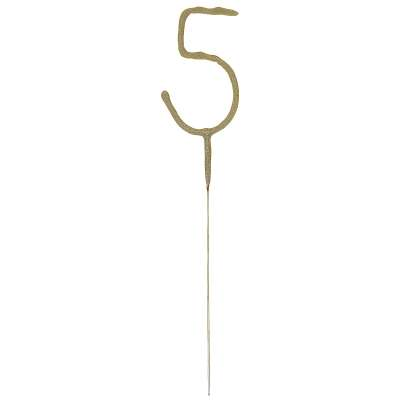 7" Gold Glitz Number 5 Happy Birthday Sparkler Candle