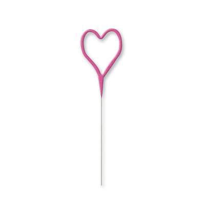 7" Pink Glitz Heart Happy Birthday Sparkler Candle