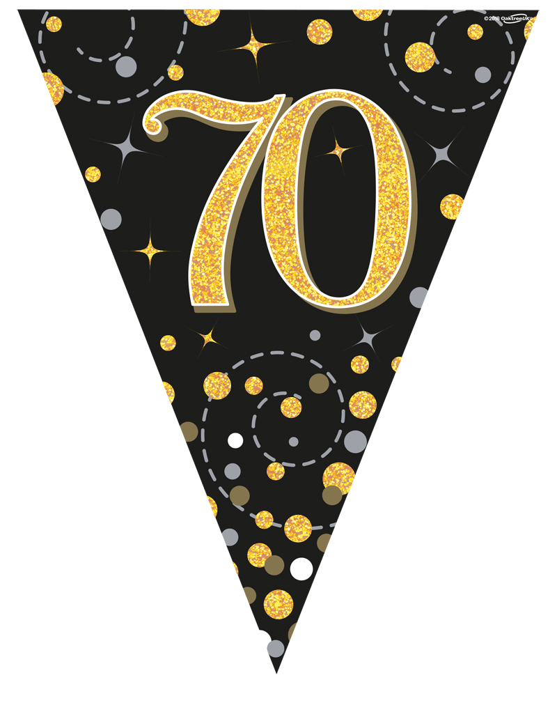 70 Black & Gold Sparkling Fizz Holographic  Party Bunting11 flags 3.9m