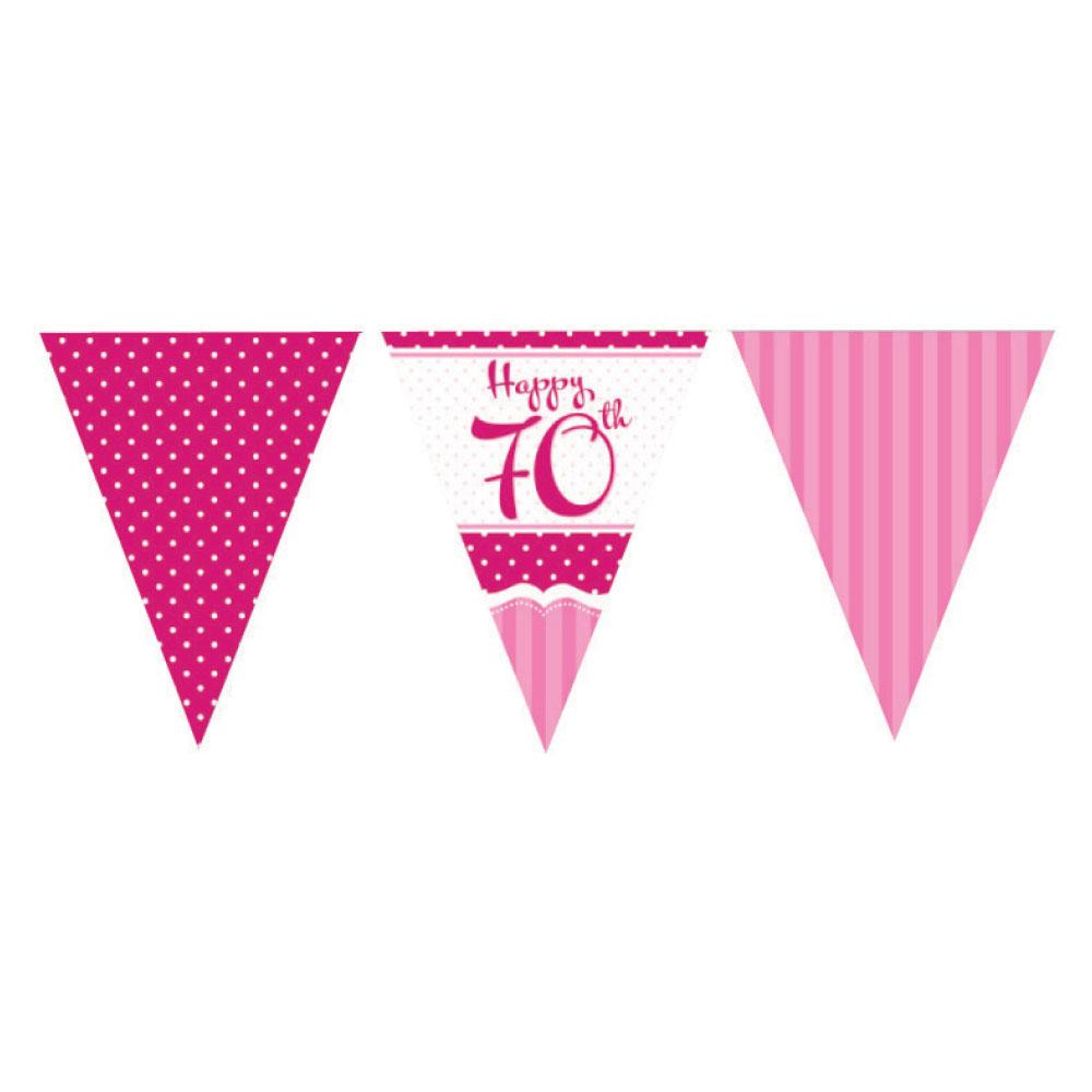 70th Birthday Perfectly Pink Flag Bunting