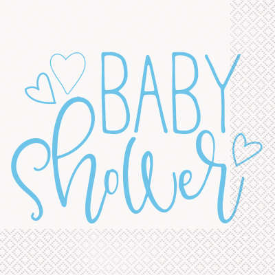 Baby Shower Blue Hearts Luncheon Napkins Pack of 16