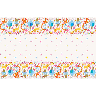 Baby Shower Zoo Rectangular Plastic Table Cover 54"x84"