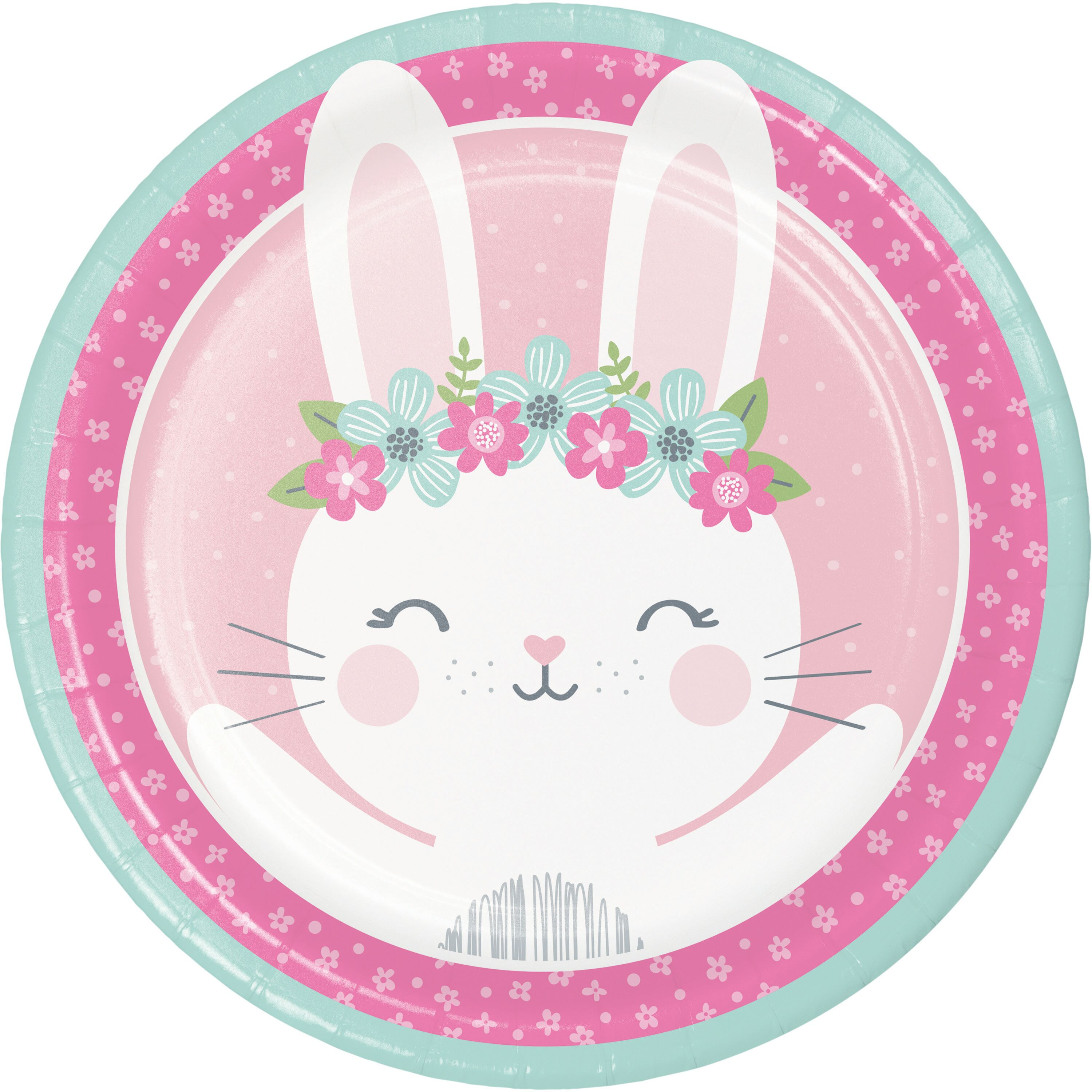 9" Birthday Bunny Round Plates  Pack of 8