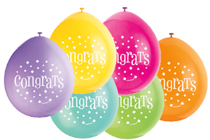 9" CONGRATS ASSORTED COLOR BALLOONS