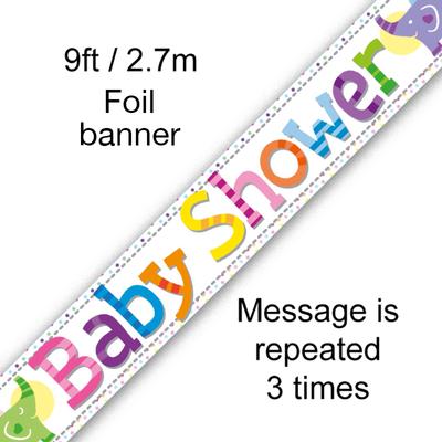 9ft Banner Baby Shower Elephants