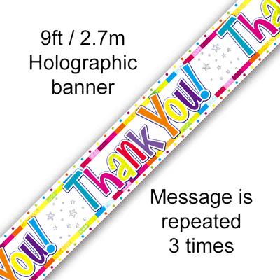 9ft Banner Birthday Bright Thank You Holographic