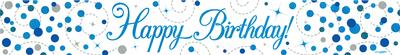 9ft Sparkling Fizz Birthday Blue Holographic Banner