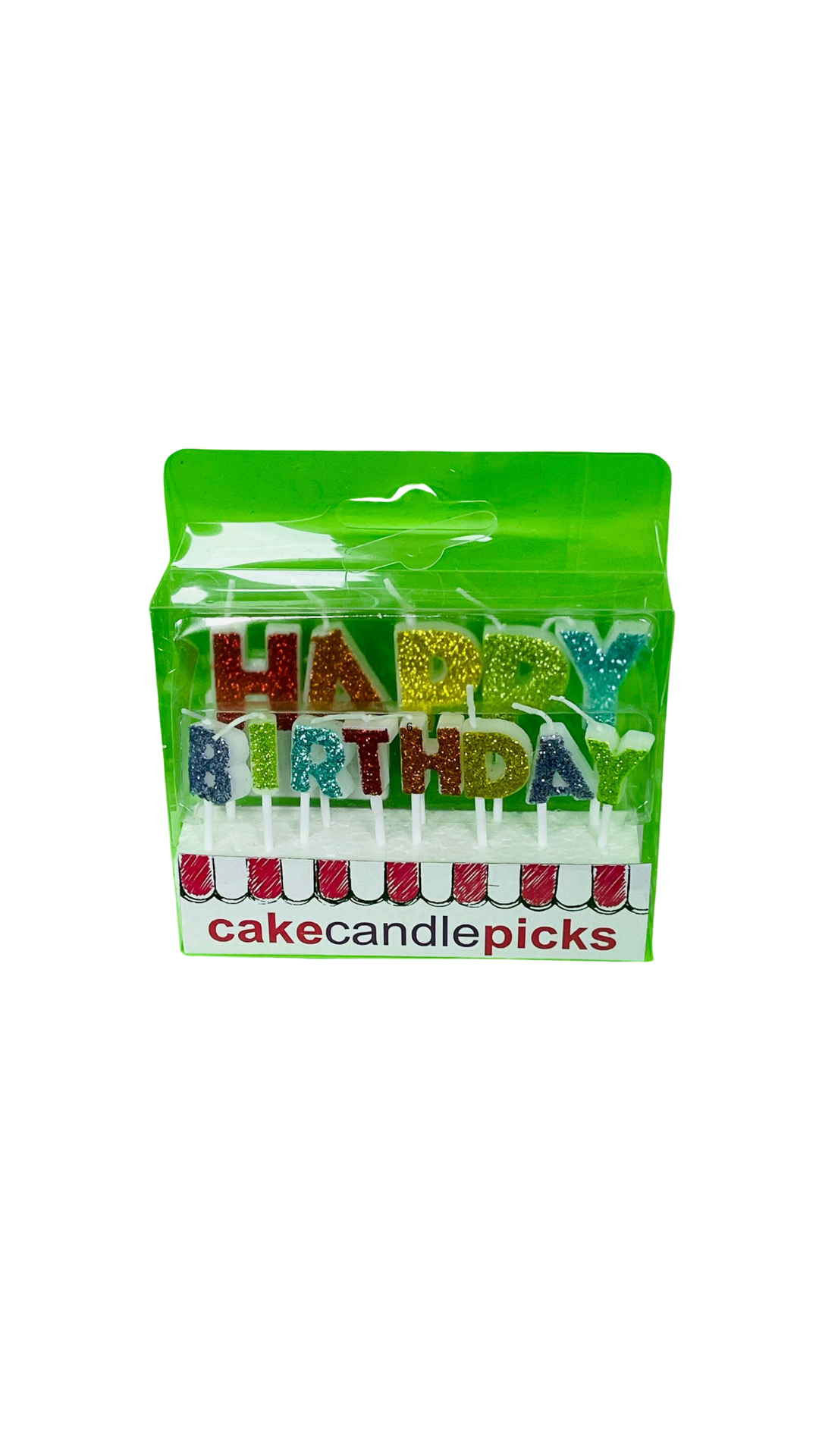 Rainbow Glitter 'Happy Birthday' Pick Cake Candles - 13