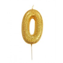 Age 0 Gold Glitter Numeral Candle