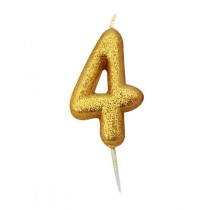 Age 4 Gold Glitter Numeral Candle