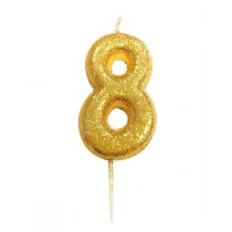Age 8 Gold Glitter Numeral Candle