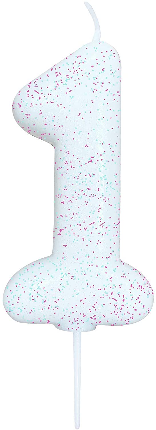 Age 1 Iridescent Glitter Numeral Candle