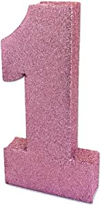 Age 1 Pink Glitter Table Decoration