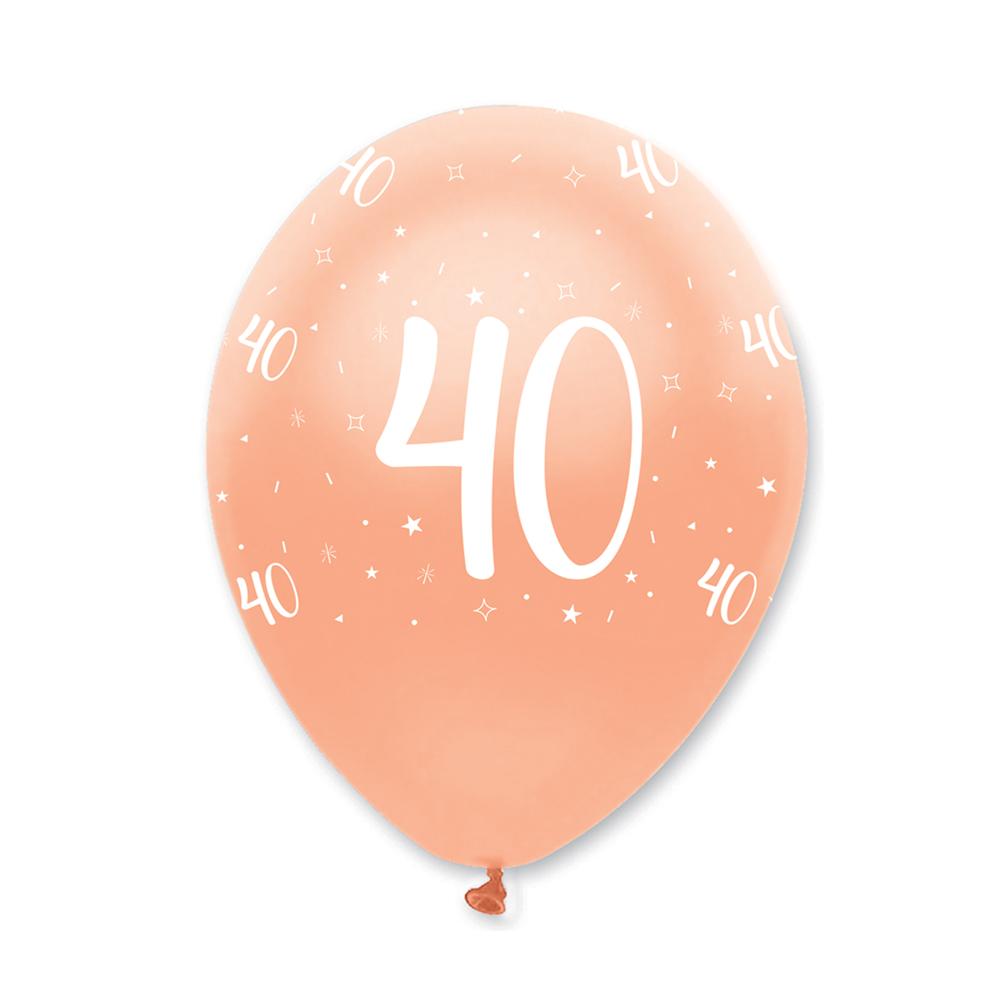 Age 40 Rose Gold Pearlescent Latex Balloons All Round Print