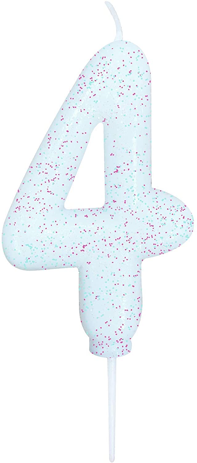 Age 4 Iridescent Glitter Numeral Candle