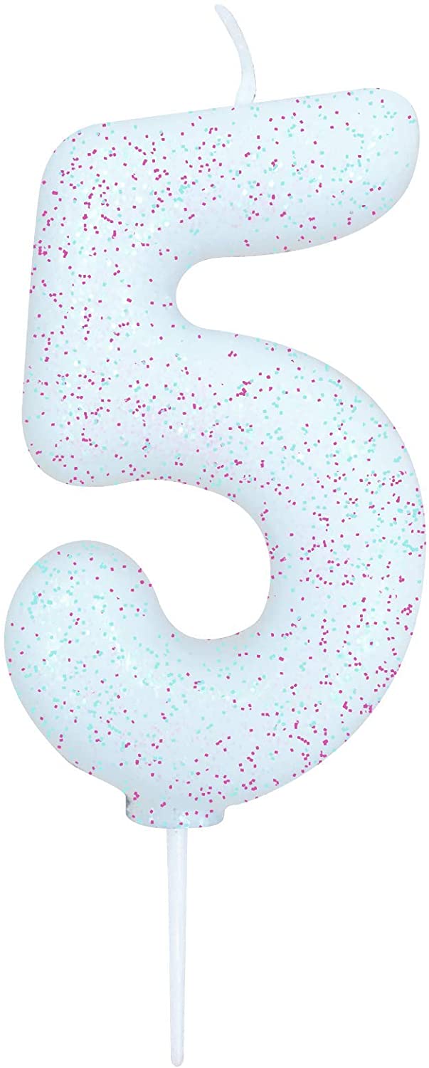 Age 5 Iridescent Glitter Numeral Candle