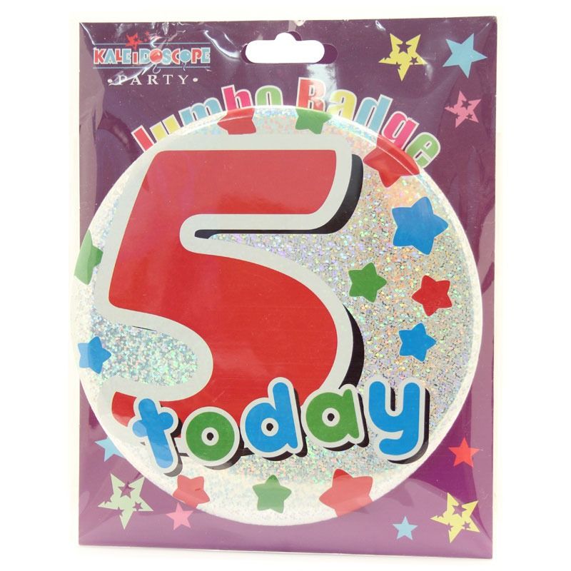 Age 5 Male Party Badge 15cm