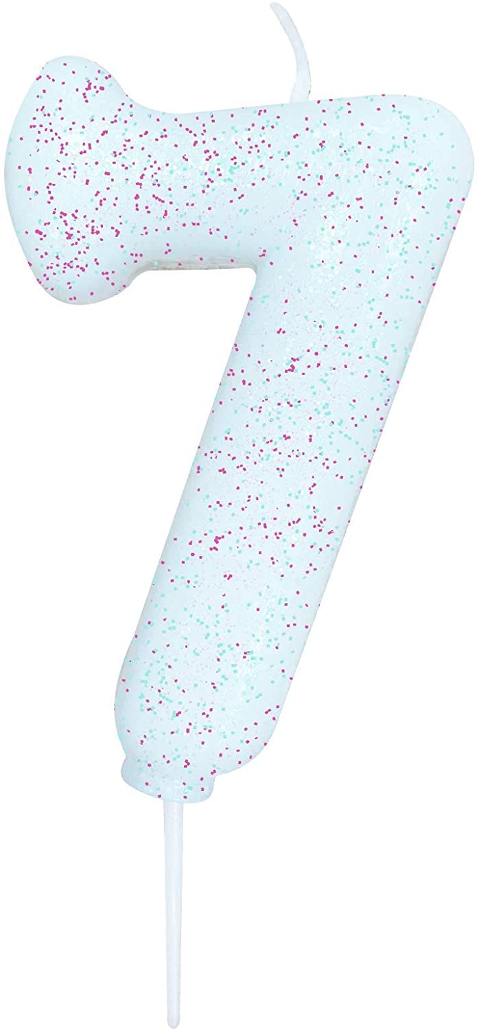 Age 7 Iridescent Glitter Numeral Candle