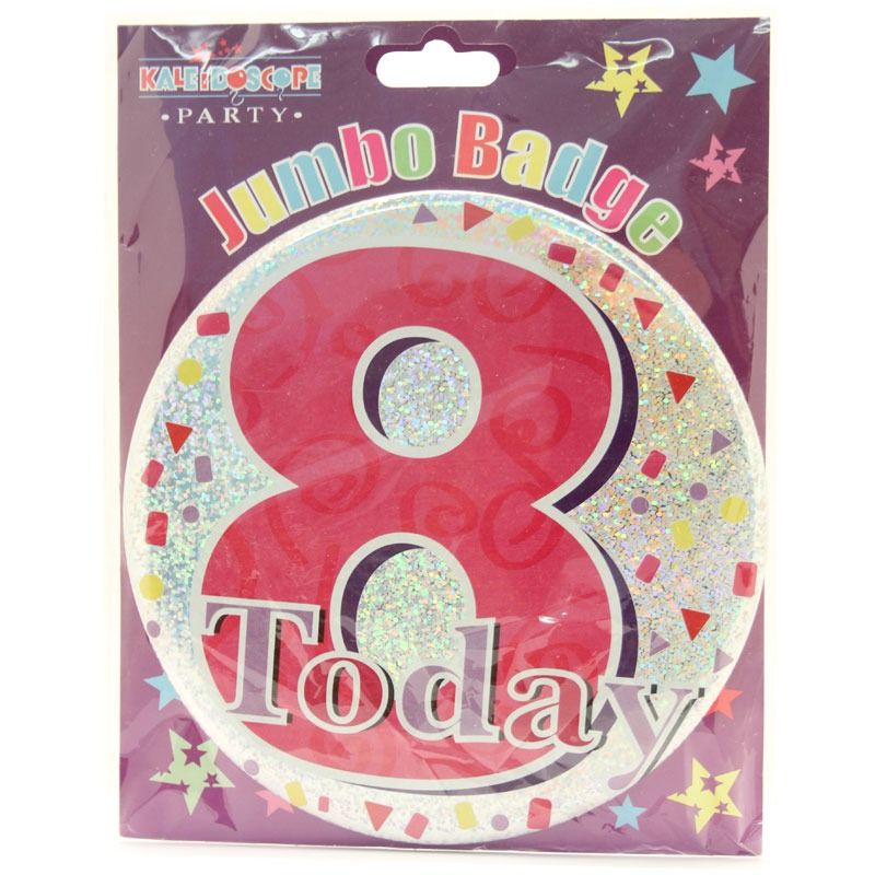 Age 8 Female Party Badge 15cm