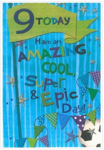 Age 9 Boy Birthday Card - Code 50