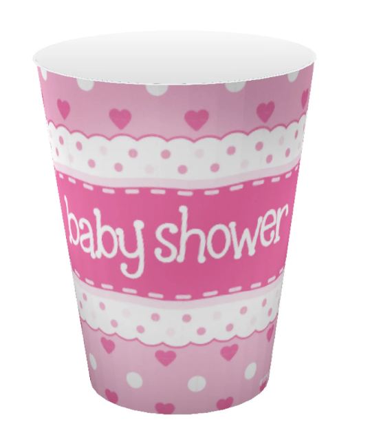 Baby Shower Pink Cups 8pcs 9oz/266ml