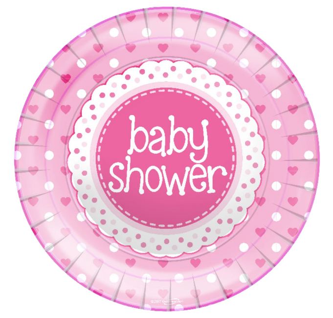 Baby Shower Pink Plates 8pcs 23cm/9"