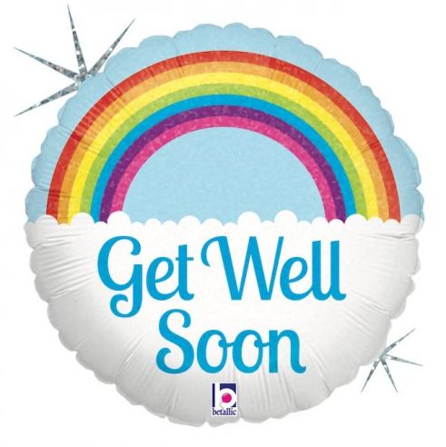 Betallic Get Well Soon Rainbow Holographic 18 Inch Foil Balloon