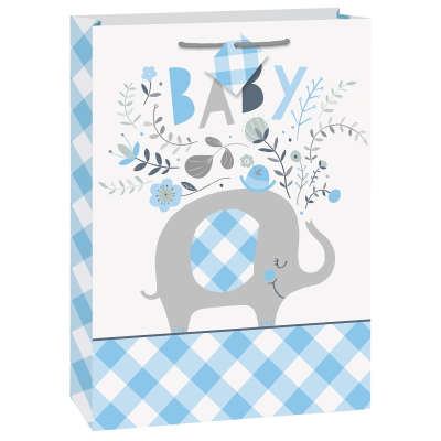 Blue Floral Elephant Gift bag - Jumbo