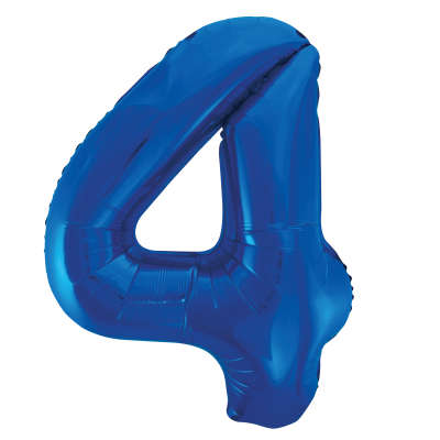 Blue Number 4 Foil Balloon - 34"