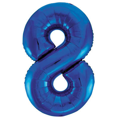 Blue Number 8 Foil Balloon - 34"