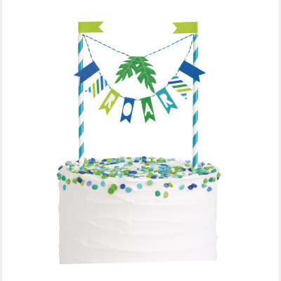 Blue & Green Dinosaur Bunting Cake Topper