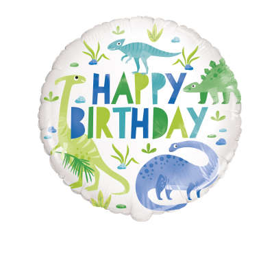 Blue & Green Dinosaur Round Foil Balloon 18"