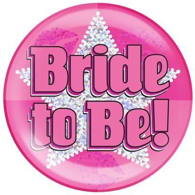 Bride To Be Holographic Dot Jumbo Badge 6"
