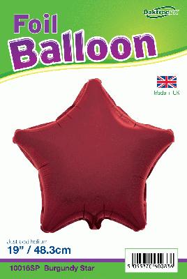 Burgundy Star Shaped Foil Balloon 19"