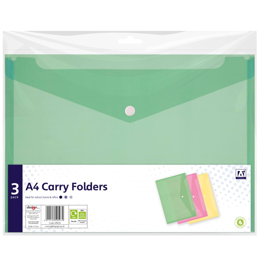 A4 3 Pk Folders 3 Colour