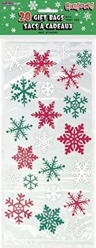 Christmas Snowflake Red/Green Cellophane Bags 20ct