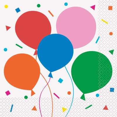 Colorful Balloons Luncheon Napkins 16ct