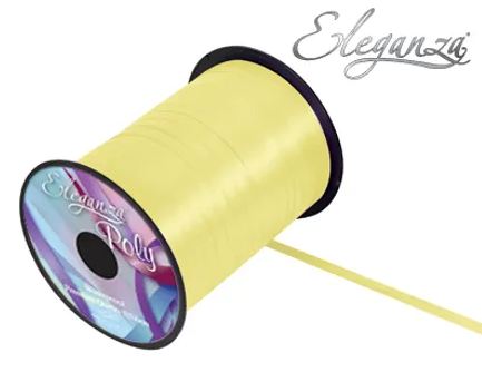 Eleganza Pale Yellow Poly Curling Ribbon Holographic - 5mm x500yds