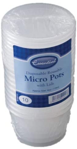 Extra Value Micro Round Pots with Lids  4Oz / 118ml - 10Pk