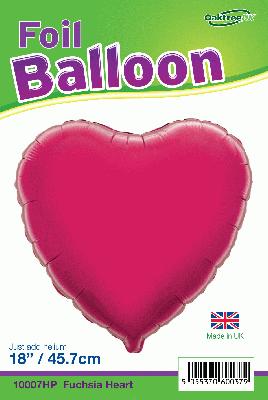 Fuchsia Heart Shaped Foil Balloon 18"