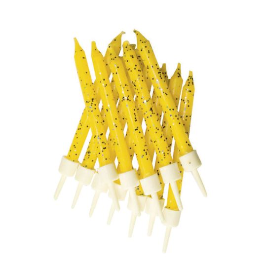 Glitter Candles Yellow with Holders