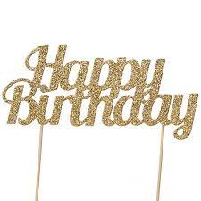 Gold Glitter Happy Birthday Cake Topper