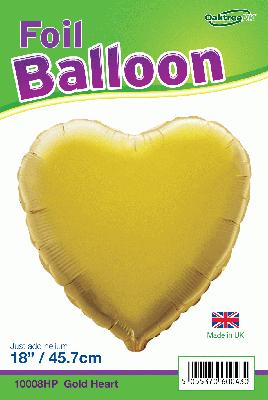 Gold Heart Shaped Foil Balloon 18"