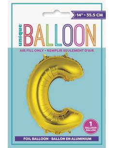 Gold Letter C Shaped Foil Balloon 14 Inch