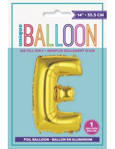 Gold Letter E Shaped Foil Balloon 14 Inch