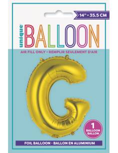 Gold Letter G Shaped Foil Balloon 14 Inch