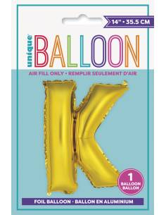 Gold Letter K Shaped Foil Balloon 14 Inch