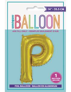 Gold Letter P Shaped Foil Balloon 14 Inch